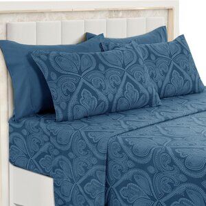 Paisley Queen Sheet Set – 6 Piece Ultra-Soft Microfiber Bed Sheets w/Flat Sheets